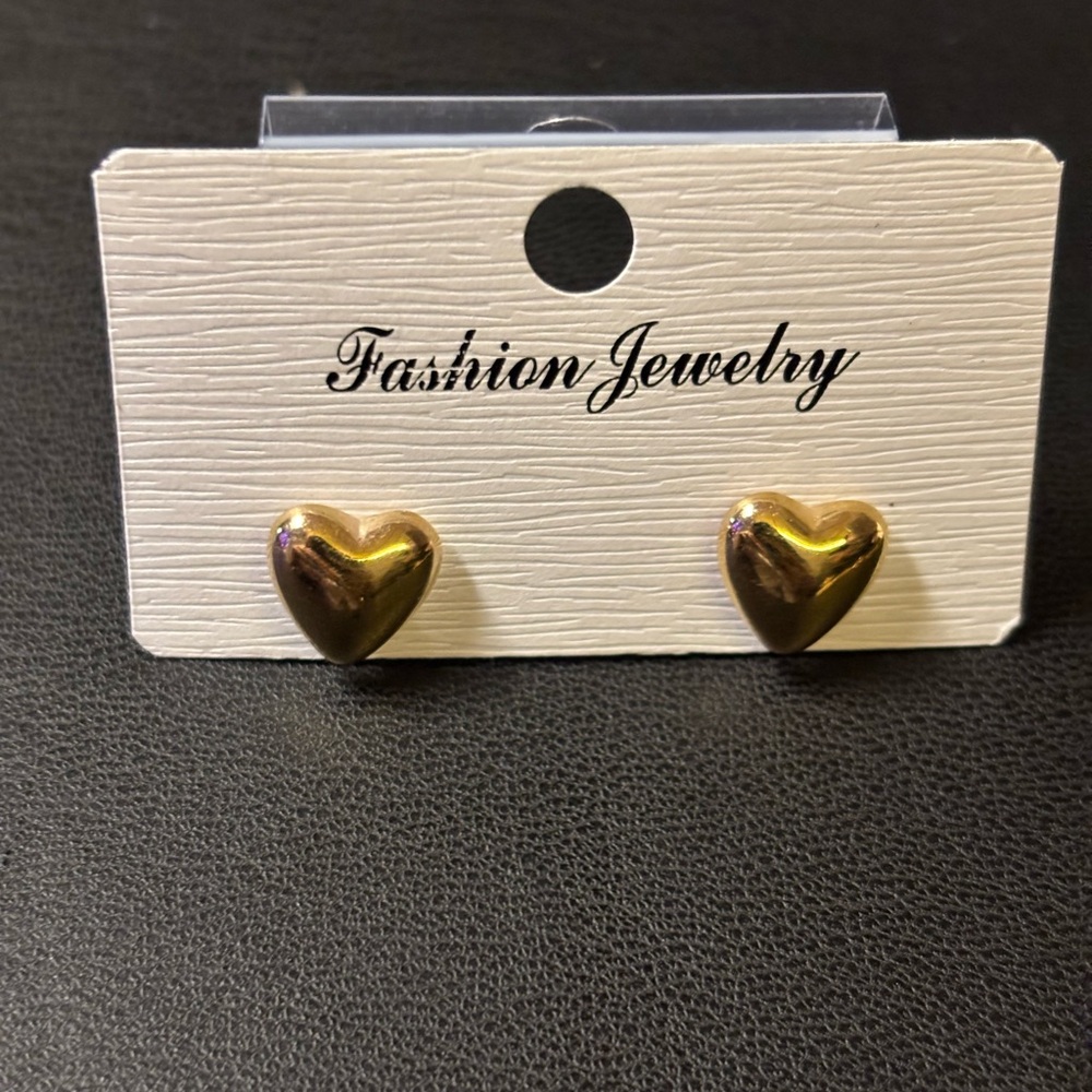 Gold Heart Stud Earrings